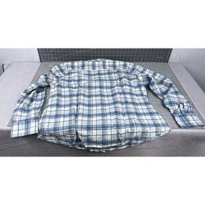 Orvis Mens Tech Check Flannel Long Sleeve Shirt XL Blue/White Plaid